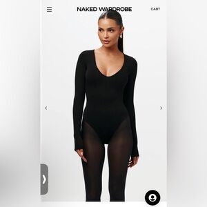 Naked Wardrobe Black V-Neck Bodysuit